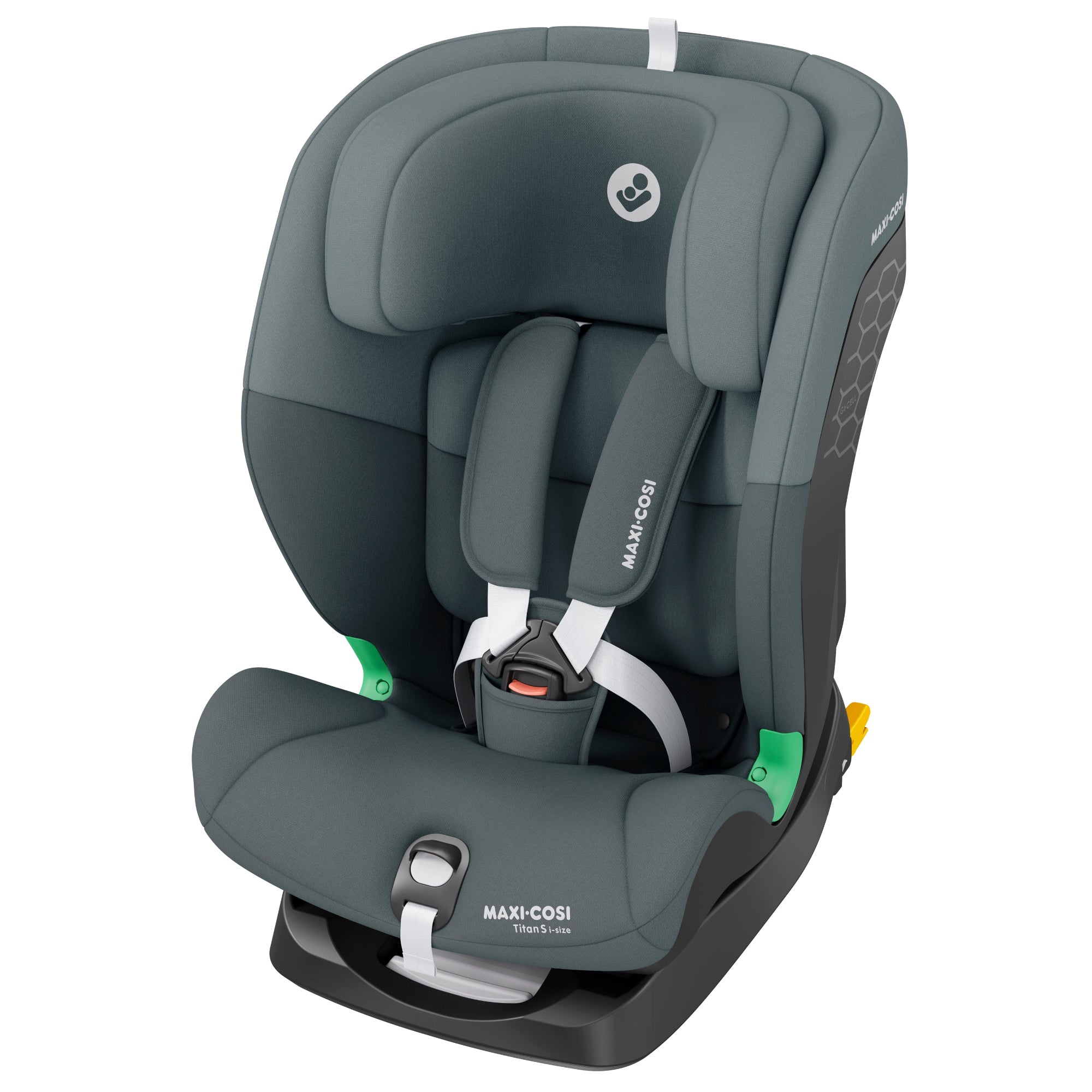 Gray Maxi-Cosi child car seat on a white background.