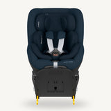Navy blue car seat with visible Maxi-Cosi branding on a white background.
