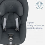 Maxi-Cosi car seat with 5-point safety harness on a white background.