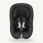A black Maxi-Cosi Pearl 360 Pro toddler car seat with a five-point harness system.