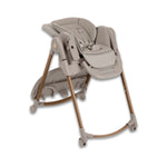 Beige baby high chair on a white background.