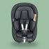 A black Maxi-Cosi Pearl 360 rotating car seat with a grey background.