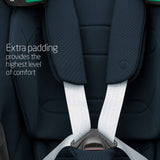 Maxi-Cosi Car seat with extra padding and visible text on a dark background.