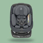 A Maxi-Cosi UAE AxissFix Plus baby car seat with a seat belt.